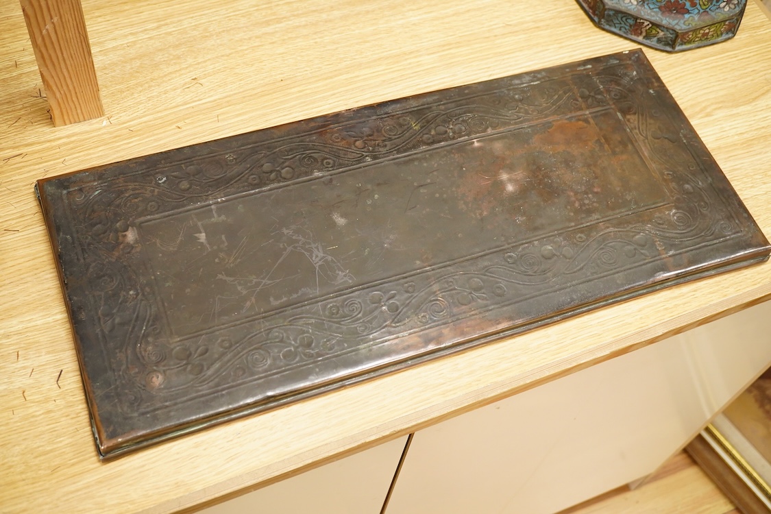 W. H. Mawson, Keswick, a copper Arts & Crafts tray, 58.5 x 25cm